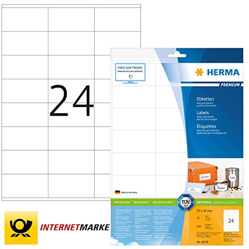 Herma Labels white 70x36 SuperPrint 240 pcs. HERMA - Etiquetas e tags - branco, 240 folhas, superprint