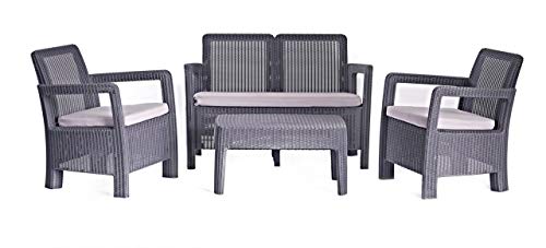 Conjunto de Jardim KETER Tarifa (Cinzento - Poli-Rattan - 45x65.5x76 cm) KETER - Conjuntos de móveis de exterior - poli-rattan, 45x65.5x76 cm, cinzento