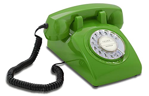 Telefone Fixo VINTAGE OPIS 60S (Verde - 2,5 x 10,3 x 6 cm) Opis Technology GmbH - Telefones com fios - disco rotativo, campainha mecânica, dtmf, ano sessenta
