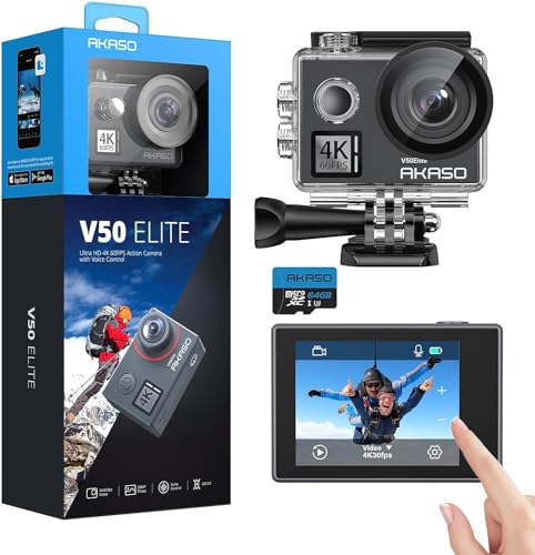 Action cam AKASO V50 Elite (4K - 20 MP - Até 100 min de autonomia - Wi-Fi) AKASO - Câmaras de vídeo - 4k, 20 mp, 100 min autonomia, wi-fi