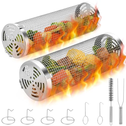 Banaone 2 cestos redondas de aço inoxidável para churrasco Banaone - Acessórios para churrasco ao ar livre - aço inoxidável, redondas, churrasco