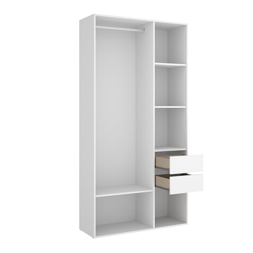 Armário de Casa de Banho RIMOBEL Vestidor (Branco - Melamina - 98x40x86 cm) DEKIT - Guarda-roupas - 2 gavetas, 1 porta, 3 prateleiras, melamina