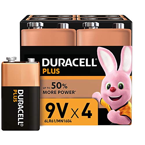 Pilhas DURACELL Plus 6LR61/MN1604 (4 unidades) Duracell - Baterias de uso geral - alcalino, prismático, 9V, 4 unidades