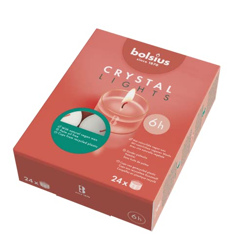 Vela Crystal Lights White Tealight 6H Box 24 BOLSIUS - Velas - 6 horas, vidro alto, papel branco, polietileno