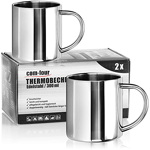 Garrafa Térmica COM-FOUR 2X 300 Ml Inox com-four - Canecas - inox, 300 ml, paredes duplas, sem BPA