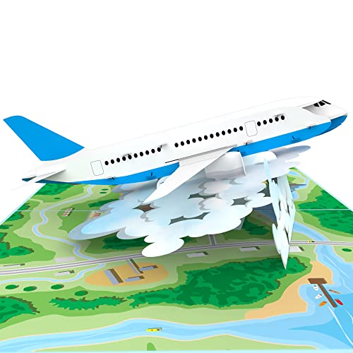 MOKIO - Cartão de Viagem Pop-Up (Idade Mínima Recomendada: 4 anos) MOKIO - Cartões de presente e certificados - cartão pop-up, avião, papel resistente, idade mínima 4 anos