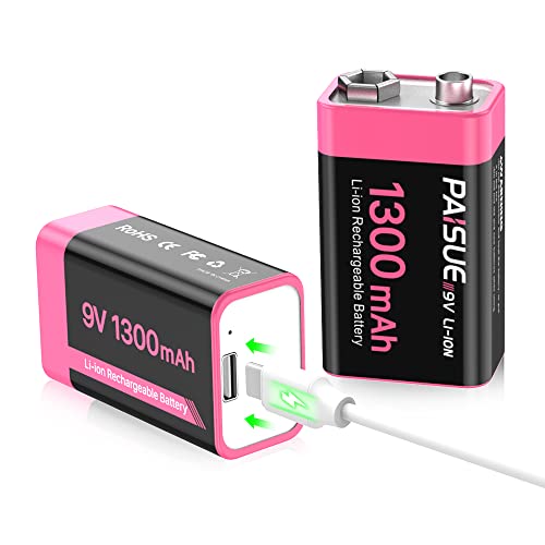 Pilha Recarregável BATERÍA DE LITIO RECARGABLES PAISUE - Baterias de uso geral - 9V, 1300mAh, litio, usb-c