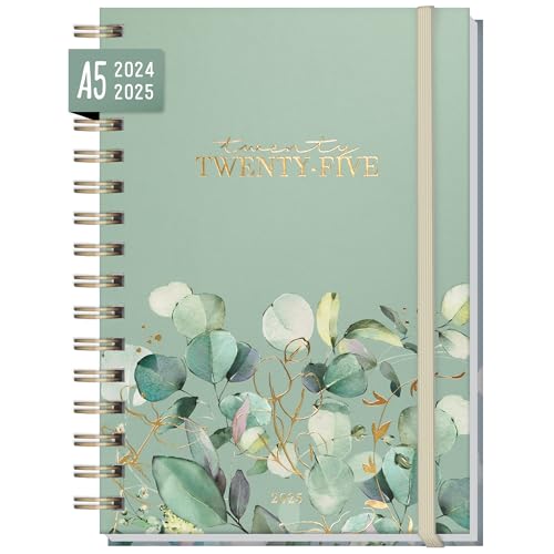Calendário ERIK EDITORES 2024-2025 Semanais A5 Minty Leaves Häfft-Verlag - Calendários, organizadores e planejadores - semanal, A5, minty leaves