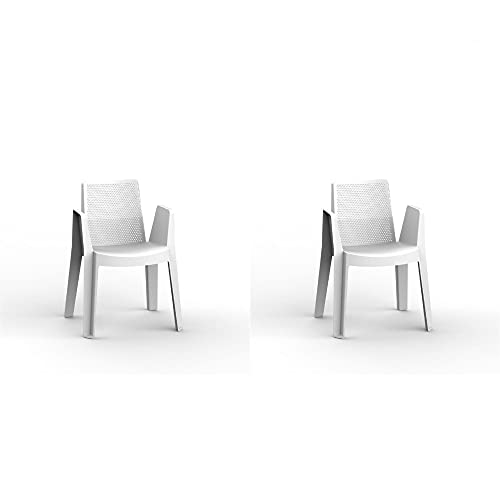 Conjunto de 2 Cadeiras de Jardim com Almofadas GARBAR Branco resol grupo - Móveis de exterior - 2 cadeiras, almofadas, poliéster, pvc