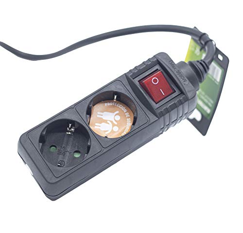 Extensão Elétrica DURONIC 2 tomadas Preto Prendeluz - Fios e cabos elétricos - 2 tomadas, interruptor luminoso, plástico resistente, 15 metros