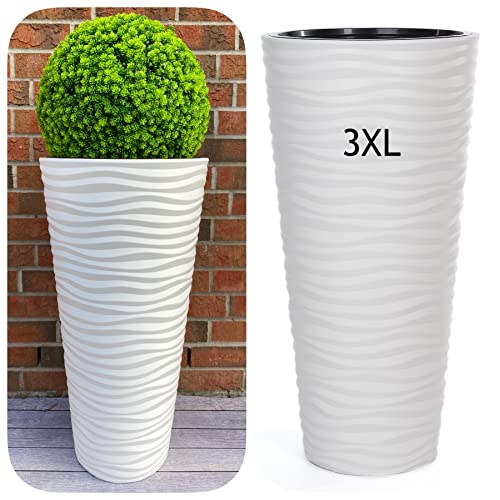 Vaso Redondo com Efeito 3D MELTOM Branco (40x79cm) MelTom - Móveis de exterior - 3D, elegante, 40x79cm, plástico