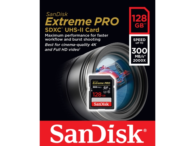 Cartão de Memória SANDISK EXTREME PRO 128GB Sandisk - Cartões de memória flash - 128GB, Extreme Pro