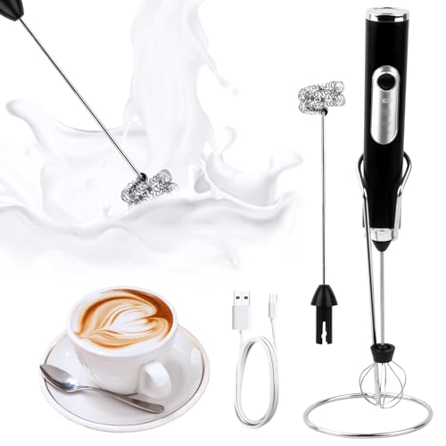 Batedor de Leite Elétrico com Suporte de Chá RISVOWO - Espumadores de leite e vaporizadores - batedor, elétrico, suporte, chá, cabeças, misturador