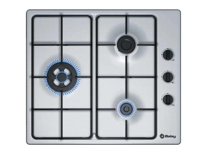 Placa de Gás BALAY 3ETX463MB (Gás Butano-Propano - 58.2 cm - Inox) Balay - Cooktops - gás butano, gás propano, 58.2 cm, inox