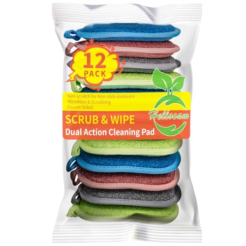 Esponjas Cocina Estropajos Esponja de Limpieza para Fregar HELLOCAM - Esponjas e esfregões - microfibra, fregar, dois lados, 12 peças