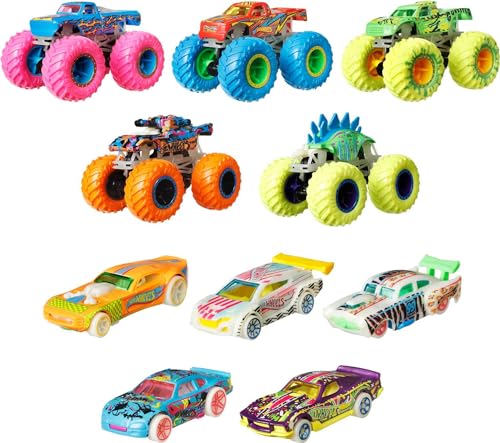 Conjunto de veículo e pista HOT WHEELS HCB57 Hot Wheels - Brinquedos - 10 veículos, luzes, metal, veículo de carregamento