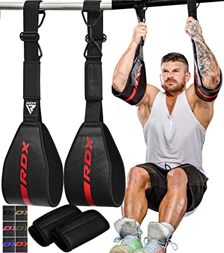 RDX SPORTS AB Correa Couro Pele Sintética Preto RDX - Treinadores de suspensão - correia abdominal, 6mm, couro N-TearX Maya Hide, ajustável