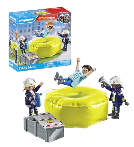 Playmobil Action Heroes: Bombeiros com Balão de Ar - 71465 (Idade Mínima Recomendada: 4 anos) PLAYMOBIL - Brinquedos - bombeiros, balão de ar, megafone, acessórios