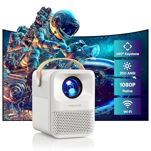 Projetor WOLFANG Mini (Full HD - 1200 ANSI Lumens) WOLFANG - Projetores multimídia - full hd, 1200 ansi lumens, compacto, leve