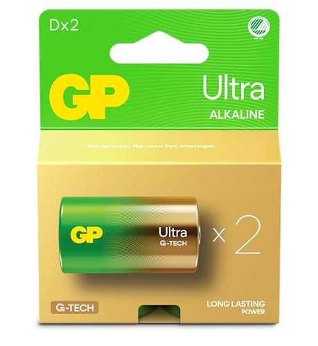 Pilhas D- Jogo de 2 Gp Ultra (Recondicionado Como Novo) GP - Baterias - D, 1,5v, alcalinas, grande capacidade