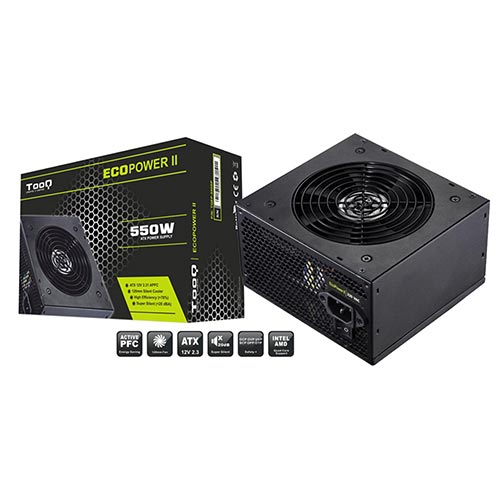 Fonte de Alimentação TooQ TQEP-550SP 550W ATX Preto Tooq - Fontes de alimentação para computador - 550W, ATX, preto