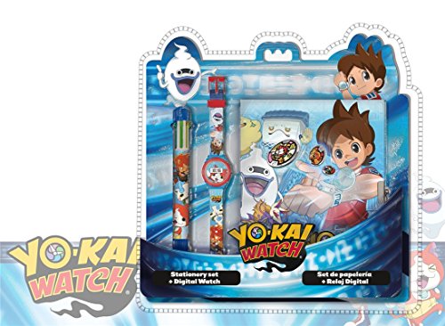 Conjunto de Brinquedos para Crianças YOKAI Watch Digital + Stylo 8 Cores + Caderno Disney - Relógios - relógio digital, caneta 6 cores, caderno ilustrado, personagens Yo-Kai Watch