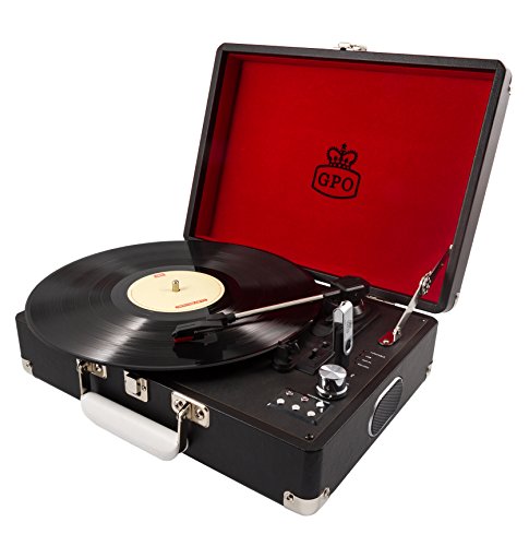 Gpo Attache Gira-Discos com Coluna e Fones de Ouvido Preto Gpo - Gira-discos e leitores de vinil - coluna dinâmica, fones de ouvido, compacto, preto