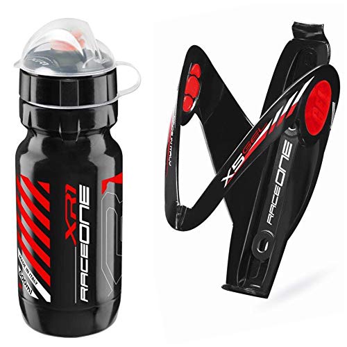 Conjunto de Garrafa e Porta-Garrafas RACEONE IT X5 Duo Gel (Preto - Alumínio) Raceone Srl - Cages para bicicleta - porta garrafas, alumínio, preto