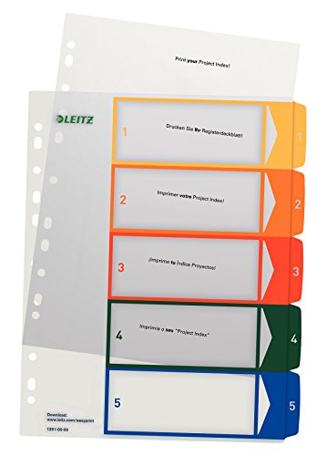 Separadores de Arquivo ESSELTE 12910000 | Multicor, Branco Leitz - Separadores de índice - compatível, A4 Maxi, polipropileno, branco