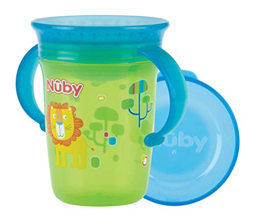 Garrafa de Água NUBY 360º Wonder Cup com Alça Verde Nuby - Copos de transição - 360º, válvula de silicone, easy grip, para bebés