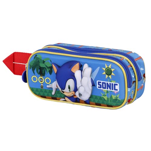 Estojo Porta-Canetas SONIC THE HEDGEHOG (Azul) KARACTERMANIA - Estojos para canetas e lápis - design único, fecho de correr, alavanca de metal