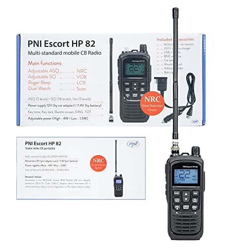 Walkie-Talkie PNI Escort HP 82 (12 V - Até 20 Km - Preto) ONLINESHOP SRL - Rádios bidirecionais - rádio cb, sistema de vigilância dupla, bloqueio do teclado, frequência 26-27 MHz