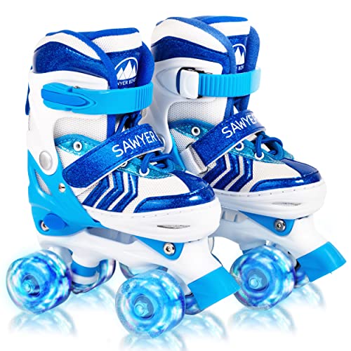 Sawyer Bikes Patins de Roda com Led 4 Rodas Ajustáveis Sawyer Bikes - Patins em linha - ajustáveis, 3 anos, luzes LED, poliuretano