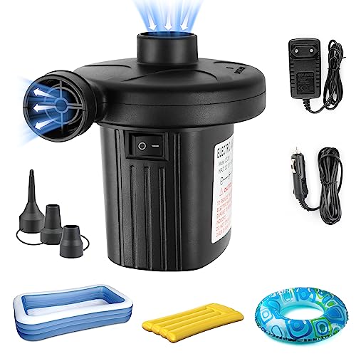 Inflador de Ar Elétrico para Colchão Inflável com 3 Bocais e 2 Tomadas MXTIMWAN - Bombas de hardware - elétrico, 3 bocais, 2 tomadas, preto