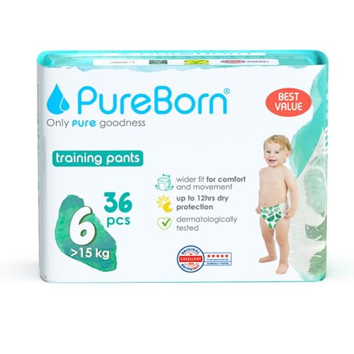 Fraldas PUREBORN Premium Pants (Tam: 6 - 15+ Kg) PureBorn - Roupa - 6.15 kg, 12 horas, orgânico, suave