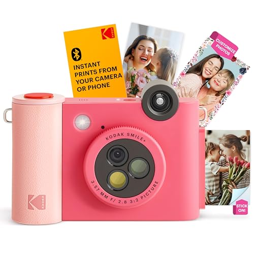 Máquina Fotográfica Instantânea KODAK Smile + (Rosa - Li-Ion 1100 mAh) C&A Marketing Inc. - Câmeras digitais - instantânea, impressão, papel zinco, li-ihon