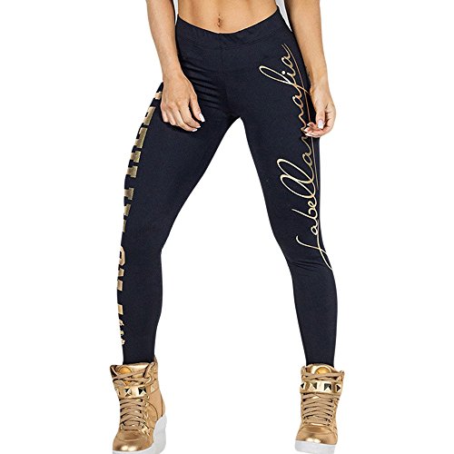Calções para Mulher VPASS Elástico com Impressão de Letras (L) VPASS Mujer Pantalones - Roupa - elástico, impressão, mulher