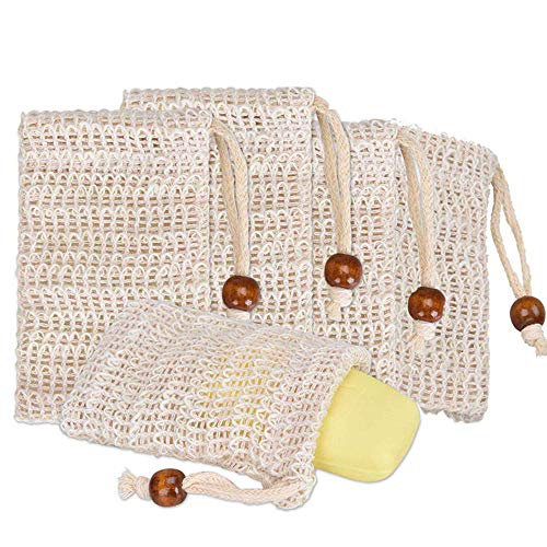 Saco de Sabonete de Sisal (5 Unidades) - Ideal para Embalar e Economizar Sabonetes PHOGARY - Esponjas de banho e buchas - sacode, sabonete, sisal, 5 unidades