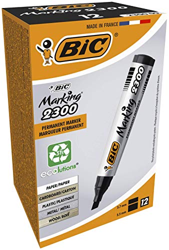 Marcador Permanente Bic Eco Black 1.0mm (Caixa de 12) BIC - Marcadores e marcadores de texto - 1.0mm, base água, não tóxico, 12 unidades