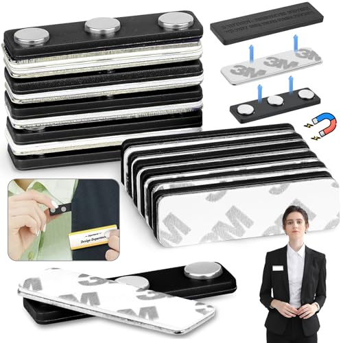 Etiquetas magnéticas para identificação - 10 Surprise happy shop - Porta-crachás e porta-bilhetes - magnéticas, removíveis, preto, metálicas