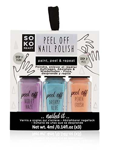 Verniz SOKO Peel Off Nail Pintura Polonês Peel Repeat X 3 Cores (4 ml) Soko Ready - Vernizes de unhas - peel off, 4 ml, 3 cores