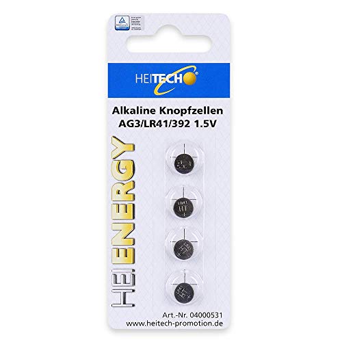 Pilha Recarregável HEITECH 4X1.5V Ag3 HEITECH Promotion GmbH - Baterias de uso geral - alcalino, 1,5 V, lr41, 4 unidades