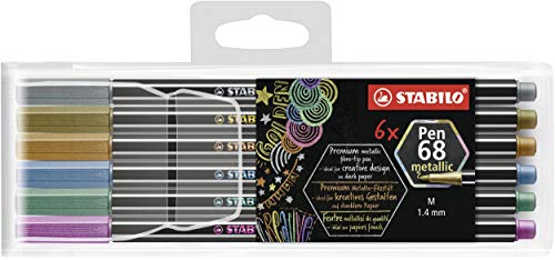 STABILO Pen 68 Metallic 6 peças Multicor Stabilo - Canetas - 6 peças, multicor, ponta metálica, tinta à base de água