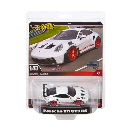 Carro HOT WHEELS Premium Porsche 911 GT3 RS Hot Wheels - Brinquedos - Porsche, 911 gt3 rs, escala 1/43, motor, rodas giratórias