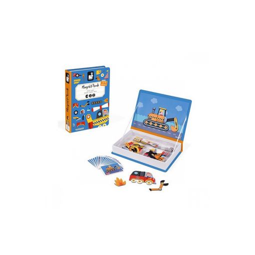 Jogo Magnético JANOD Magneti Book Bolides JURATOYS-JANOD - Livros - jogo magnético, janod, magneti book bolides, caixa livro, veículos, 50 imãs