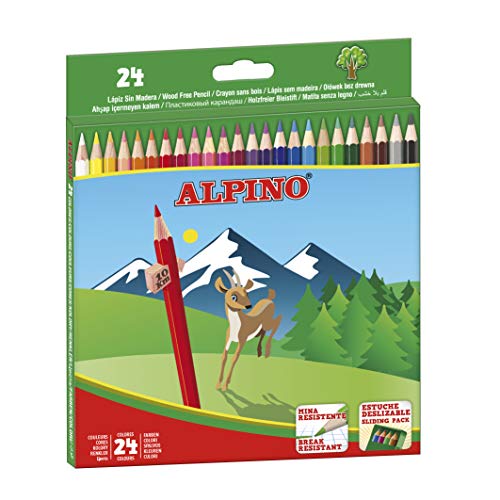 Lápis de Cor ALPINO 24 Cores (Caixa de 24) Alpino - Lápis - 24 cores, resistente à água, hexagonal, cor vivas
