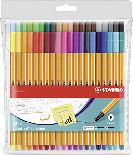 Caneta Fineliner STABILO Point 88 (Multicor - 40 Unidades) Stabilo - Canetas - multicor, 40 unidades, ponta metálica, desenho