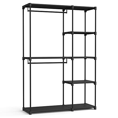 Armário de Roupa SONGMICS com Prateleiras (Preto - 43x124x182cm) SONGMICS - Eletrodomésticos - 60 kg, MDF, madeira maciça, 43x124x182cm