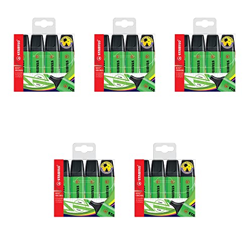 Marcadores Fluorescentes STABILO Boss Original Verde (Caixa de 4) Stabilo - Marcadores e marcadores de texto - fluorescentes, 4 unidades, tinta à base de água, traço médio