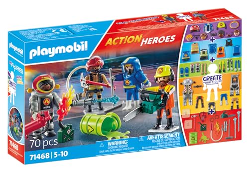 Figuras de Ação PLAYMOBIL Action Heroes (Idade Mínima Recomendada: 5 anos) PLAYMOBIL - Conjuntos de brinquedos - bombeiros, incendios, equipamento, figuras intercambiáveis